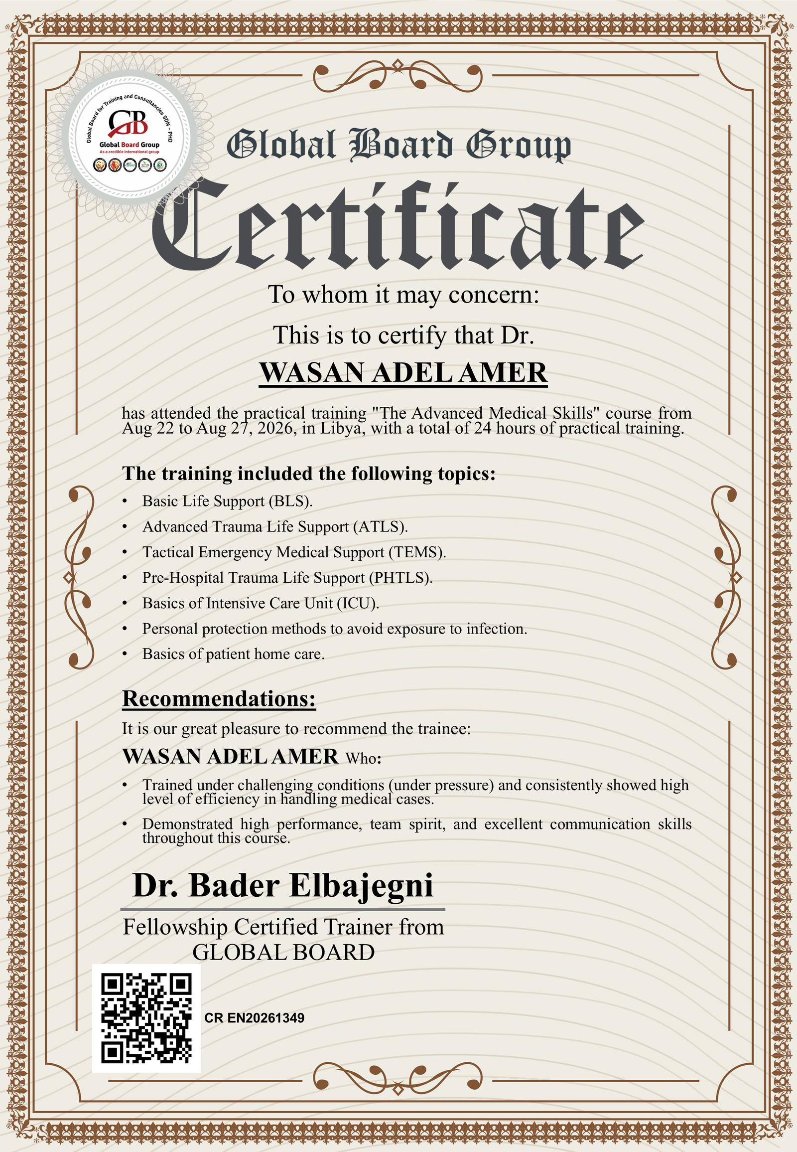 CR EN20261349 – Wasan Adel Amer